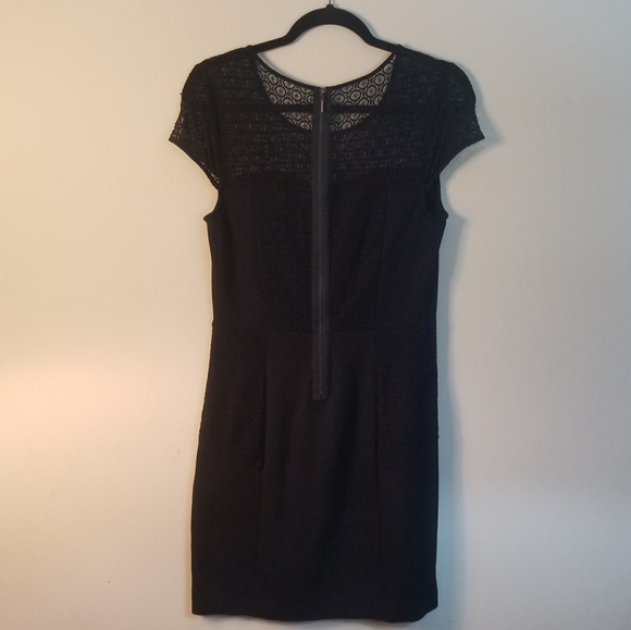 KENSIE Lace Inset Ponte Sheath Dress - Picture 3 of 7